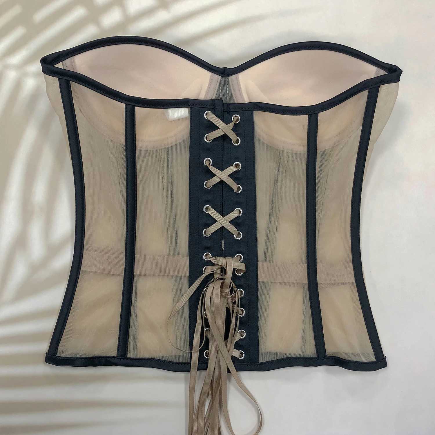 Steel Bone Sexy Gothic Corset Women Transparent Bra Party Lingerie and Waist Cincher Bustiers Top Workout Shape Body Belt W250120