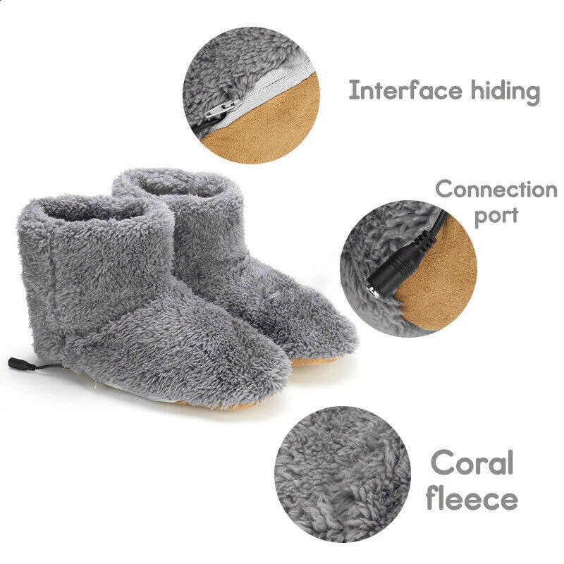 Heater Foot Shoes Winter Plush Warm Electric Slippers Feet Heated Washable Electric Shoes Warming Pad Heating Insoles 250120