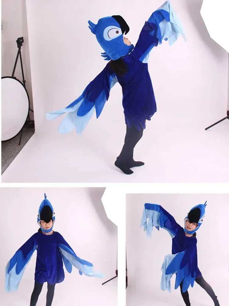 Adult Children Cartoon Animal Parrot Performance Clothing Red Gold Dance Costume Cosplay Props W250117