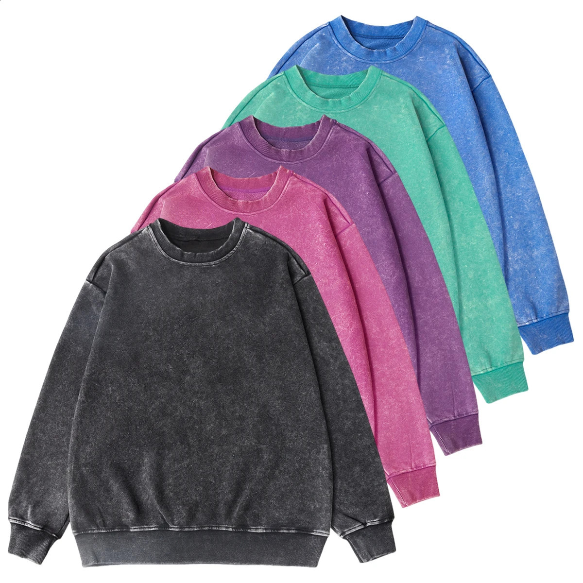 Thick Washed Sweatshirt For Men Women Cotton Loose ONeck Oversized Clothing Korean Y2k Tops Casual Vintage Long Sleeve Hoody 250122