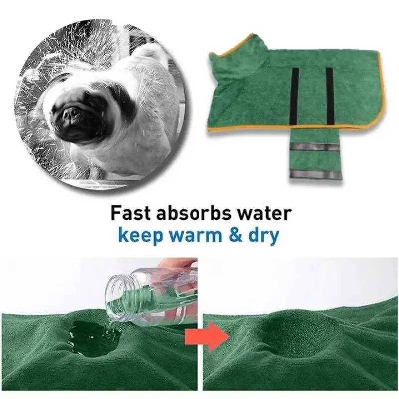 Dog Bathrobe Fast Drying Towel Microfiber Absorbent Soft Bath Robe Adjustable Towel Grooming Coat Dog grooming Pet Accessories M250118