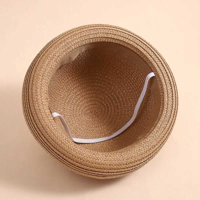 Summer New Boys and Girls Fun Breathable Straw Hat Cartoon Cute Bear Childrens Sunshine Hat 3-6 Year Old Fishermans Hat M250121