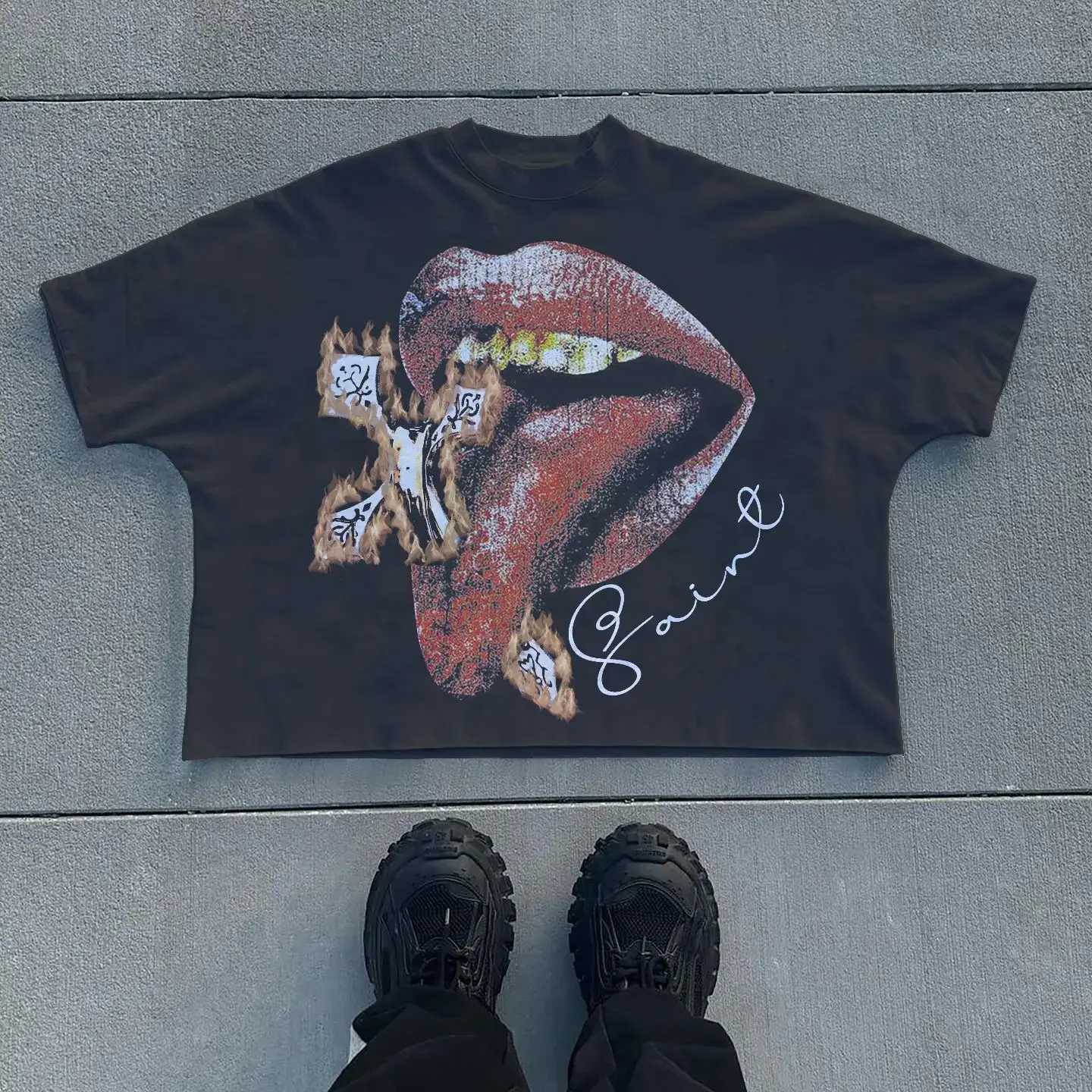 Streetwear Y2K T Shirt Men Women Clothing Harajuku Goth Art Graphic Print Short Sleeve Hip Hop Trendy Oversized Casual T Shirt W250117