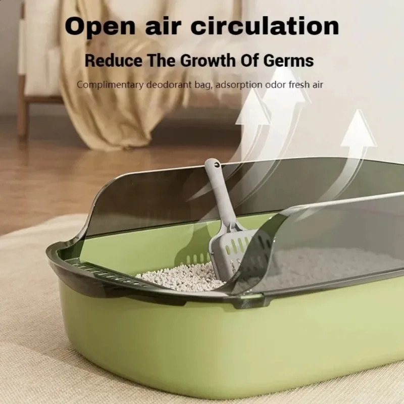 Cat Litter Box Thickening Cat Sandbox High Side Semi-enclosed Splashproof Cats Tray Toilet Cleaning Basin Supplies with Scoop 250120