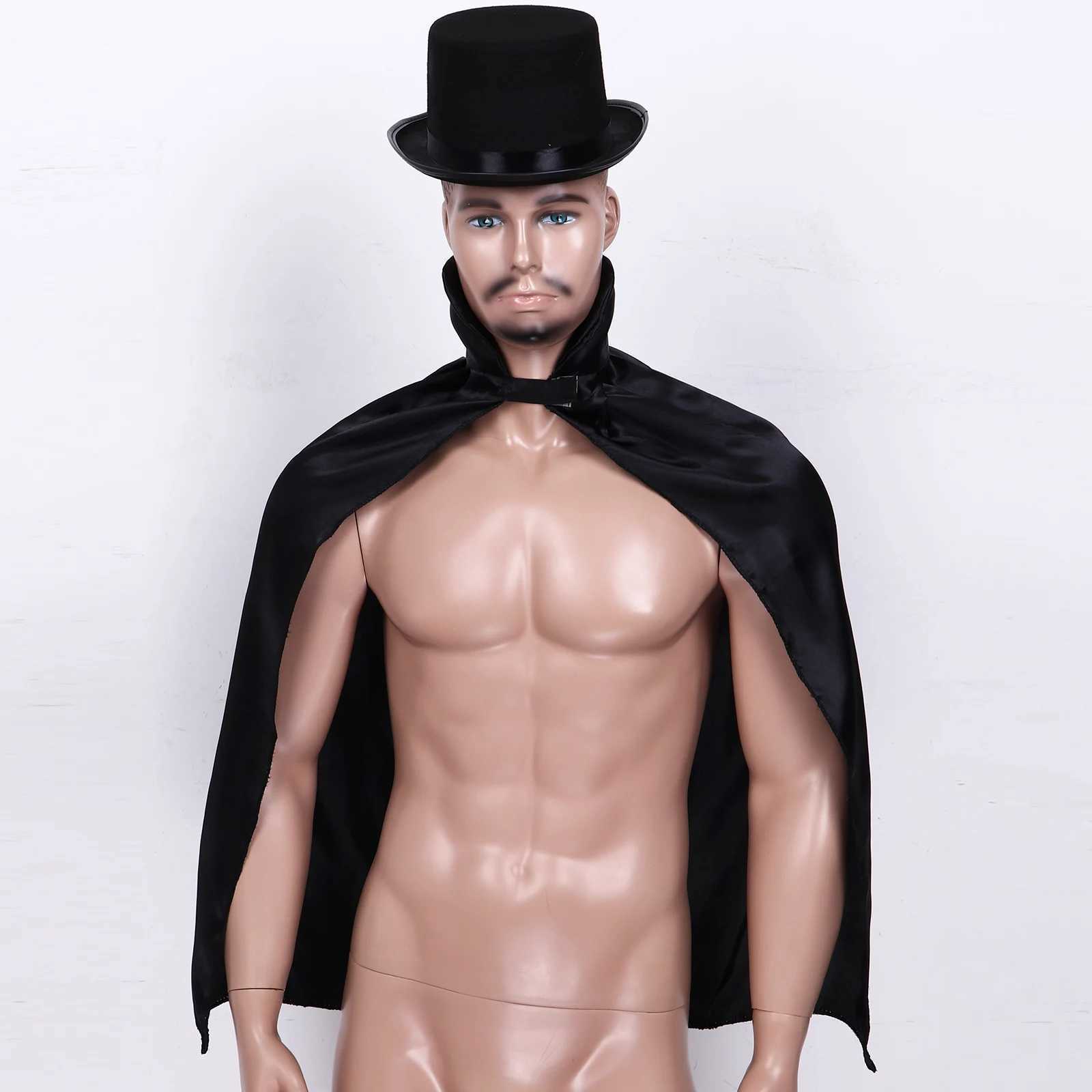 Kids Magician Role Play Cosplay Costumes Outfit Set Halloween Magician Dress Up Top Hat Magic Cape Magic Wand White Gloves W250117