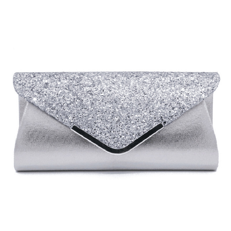 New Fashion PU Glitter Women's Handheld Banquet Evening Dress Chain Bag