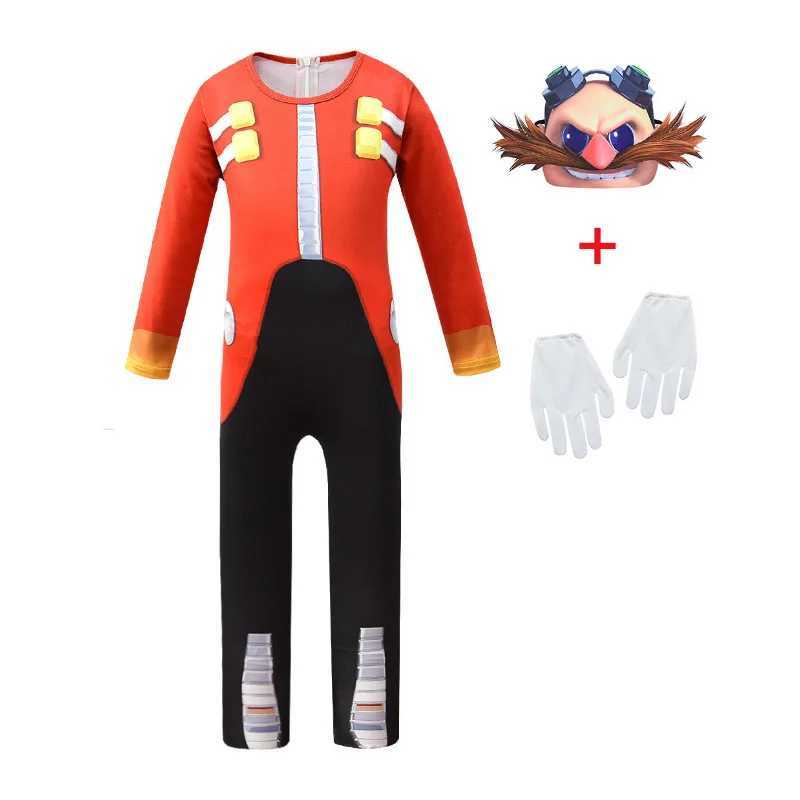 Childrens Anime Game Blue Red Black Shadow Hedge Jumpsuit Hog with Headgear Mask Cosplay Costumes for Kids Carnival Clothes W250117