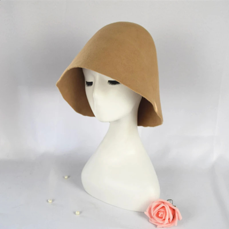 Womens Mens 100% Wool Felt Cloche Bucket Hats Cap Cone Body Millinery Base Fascinators Block Hood Supply 250118