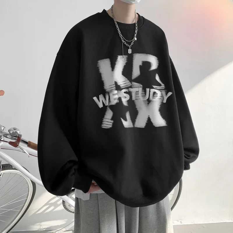 Mens Gothic letter Crewneck sweatshirt autumn hip-hop fashion wool pullover hoodie Hombre Y2K streetwear oversized clothing W250117