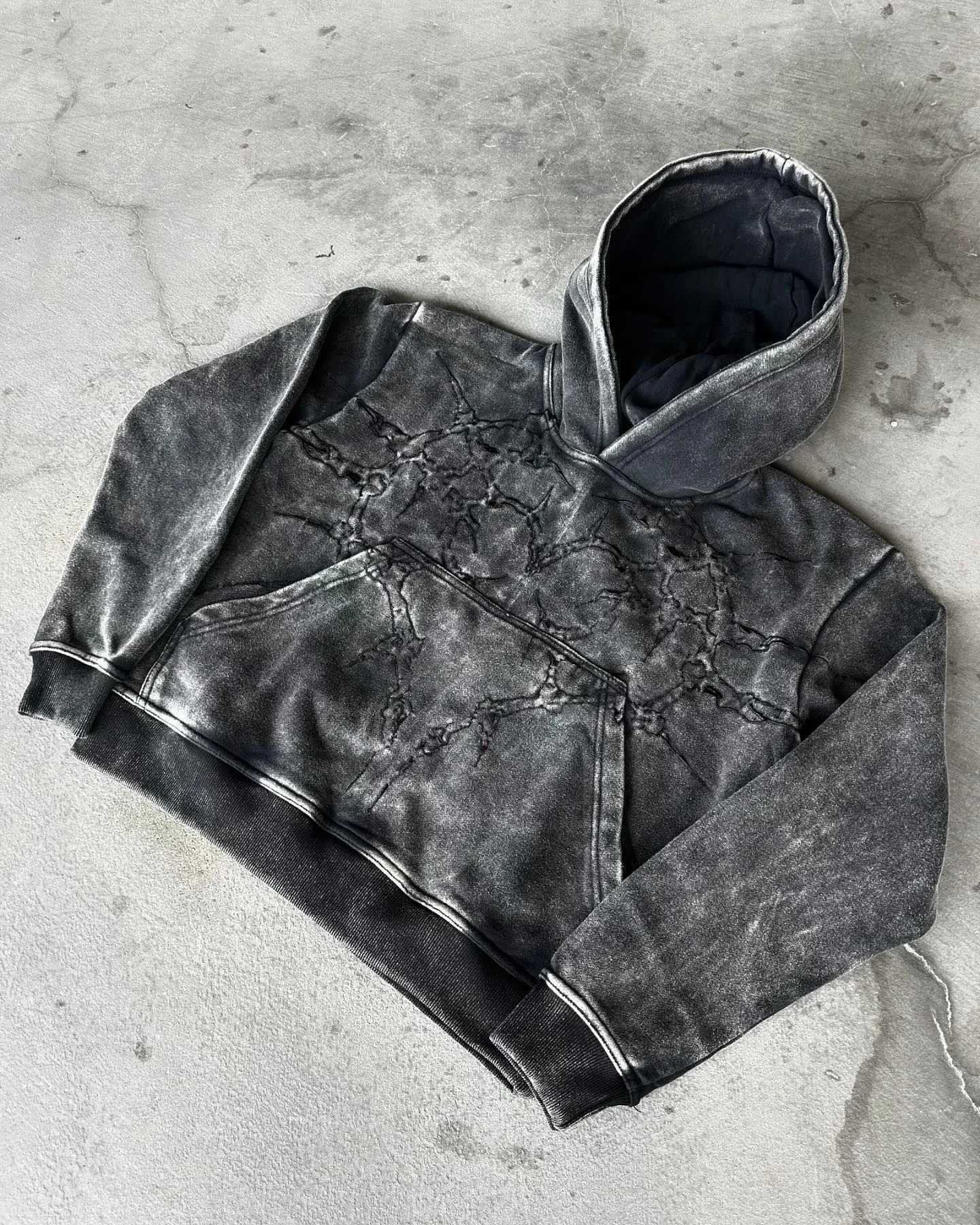 Y2K Washed Hoodie American Retro Gothic Embroidered Oversized Sportswear Coat New Harajuku Hip Hop Long Sleeve Zipper Hoodie W250117