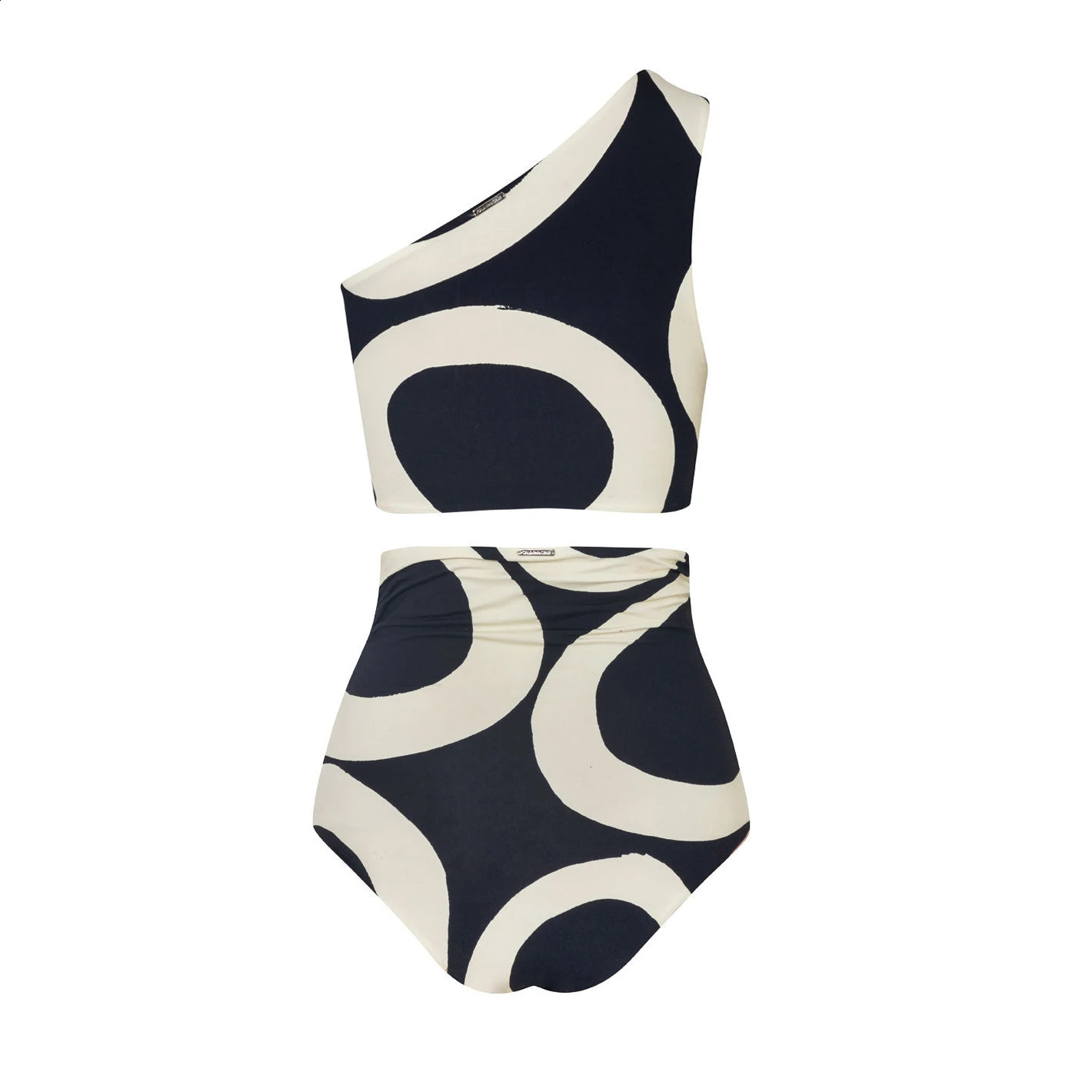 One Shoulder Print Split Swimsuit Tankini Women Swimming Suits Swimwear Triangle Micro Patchwork Plus Size Monokini Sexy 250113