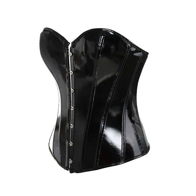 Women Sexy PVC Overbust Corset Body Shaper Steampunk Lingerie Corset Leather Waist Trainer Bustiers Slimming Clothes Femme W250120