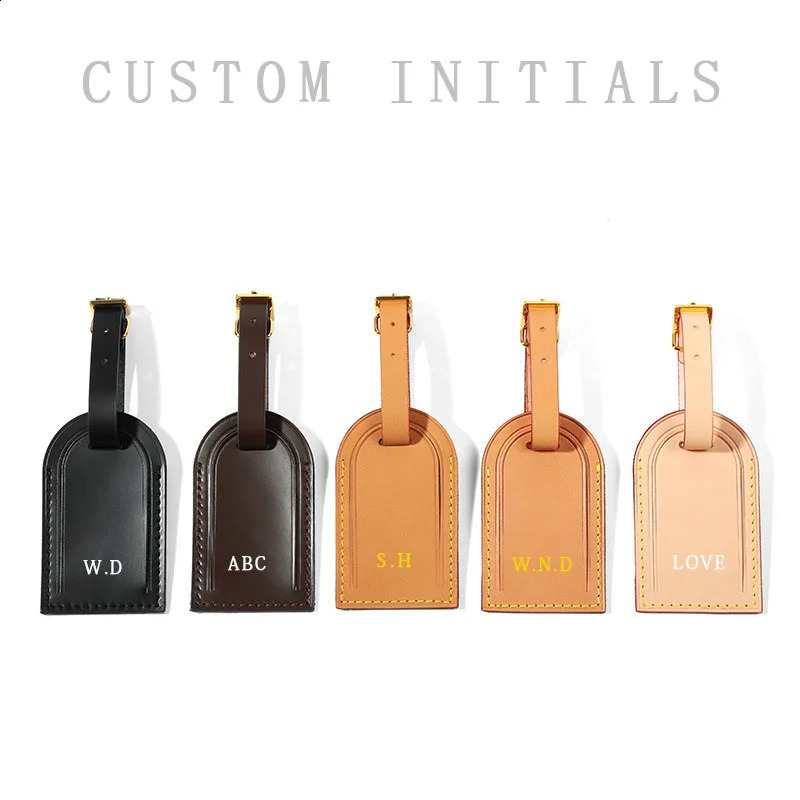 Free ization of Initials Suitcase Boarding Pass Travel Bag Leather Trolley Case Genuine Leather Tag Luggage Pendant 250121