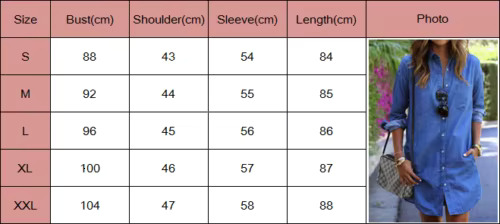 Factory Direct Sales Women Denim Jeans Button Summer Long Sleeve Casual Tops Shirt Dress