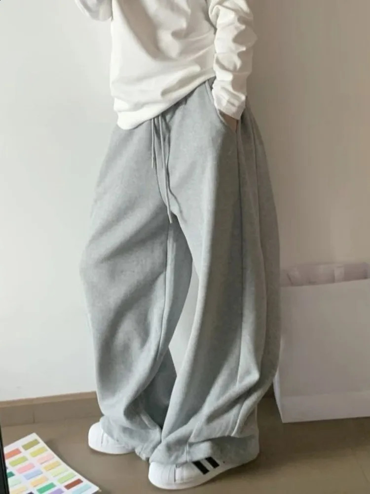 HOUZHOU Y2k Vintage Baggy Warm Sweatpants Pink Thick Korean Fashion Oversized Pants Harajuku Streetwear Trousers Winter Autumn 250117