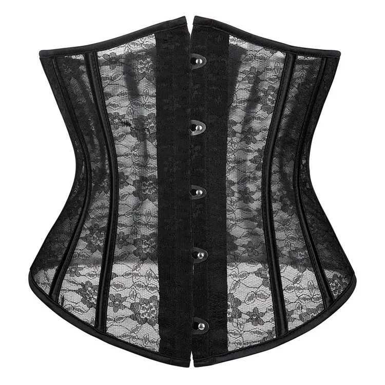 The latest mesh style short breathable waist tight corset suitable for women in black and white high color breathable mesh white corset W250120