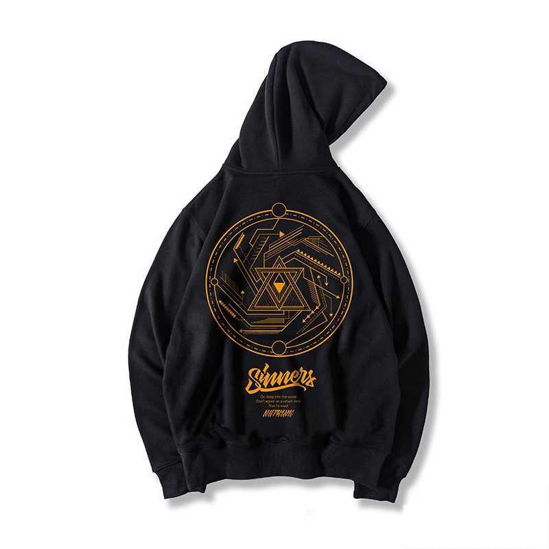 Irregular Graphic Print Male Hoodies Fashion Loose Clothing Fleece High Street Hooded Sweatshirt Oversized Pollover Y2K Hoodie W250117