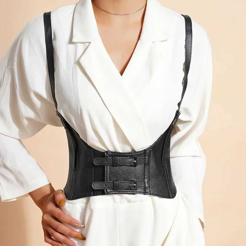 Womens Vintage Gothic Faux Leather Underbust Corset Crop Top Solid Adjustable Vest Waist Belt Double Buckle Cincher Plus Size W250120