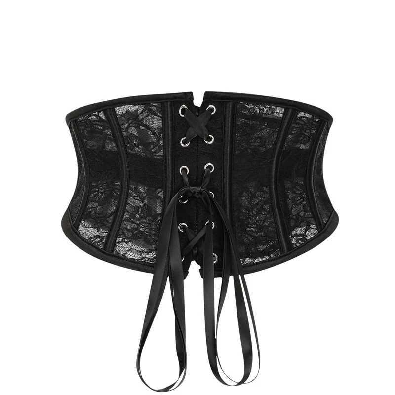 BurVogue Womens 14 Spiral Steel Boned Satin Underbust Waist Training Lace Corset Underbust Corset Sexy Lace Up Bustiers Corset W250120