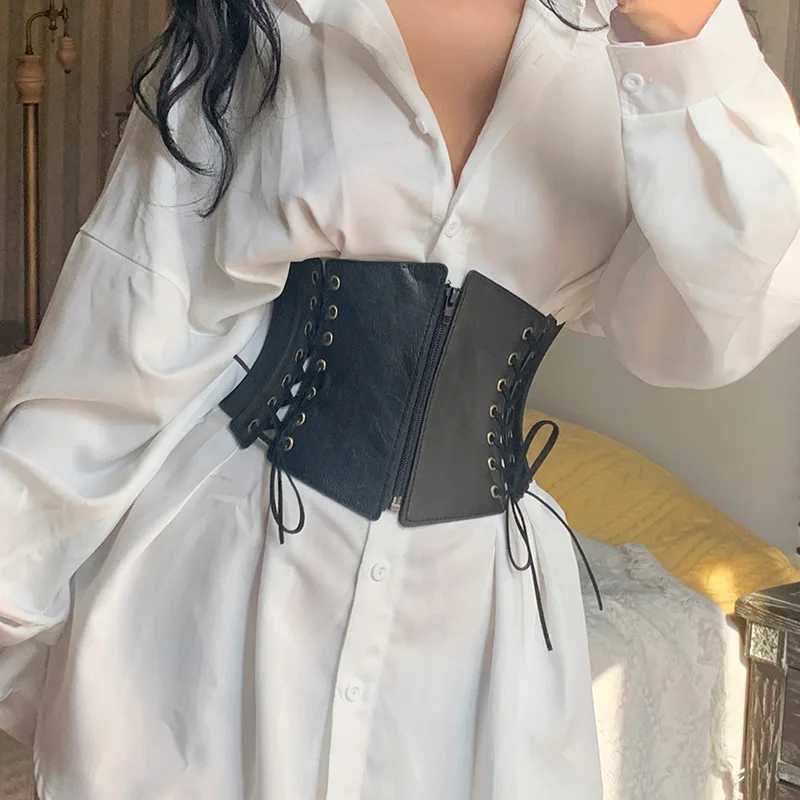 Fashion Punk Corset Wide Belts Women Slimming Body Elastic Bustier Waistband PU Leather Hip Hop Gothic Dress Girdle Body Shaper W250120