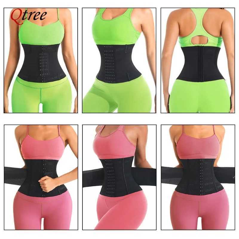 Qtree Waist Trainer for Women Hourglass Underbust Body Shaper with 7 Steel Bones Corset Hook and Eye Slimming Belly Trimmer Belt W250120
