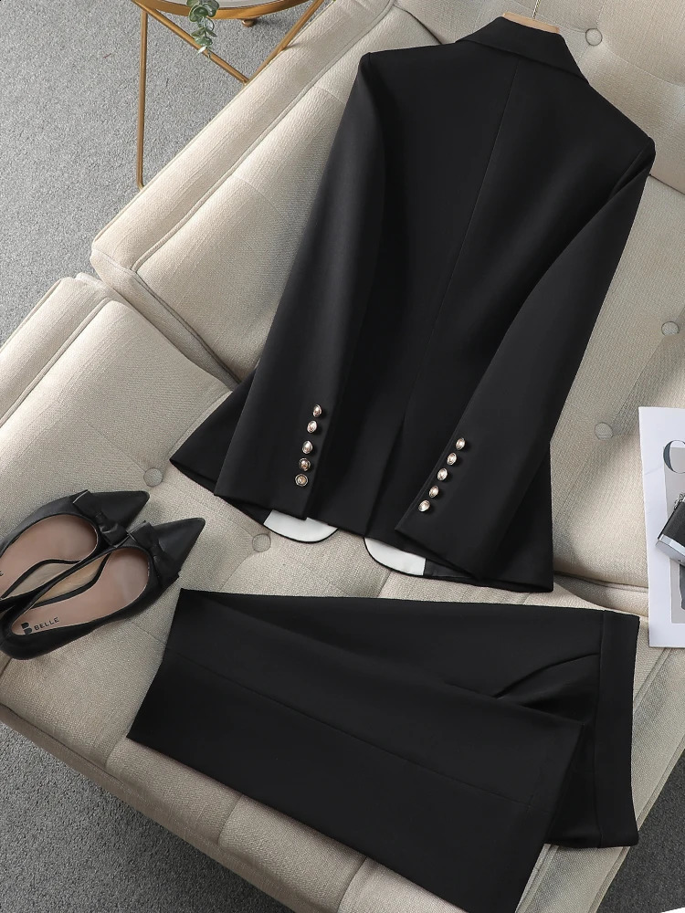 Fashion Red Black Beige Women Pant Suit 2 Piece Set Office Ladies Female Business Work Wear Formal Blazer Jacket And Trouser 250115