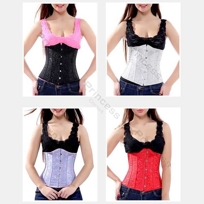 Underwear Corset Plus Size Gothic Corset Cincher Medieval Womens Corset Jacquard Retro Waist Corset Top Black and White Purple W250120