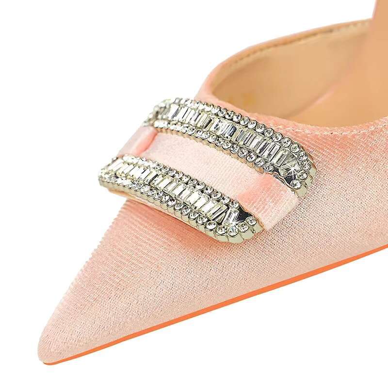 New Women 10.5cm High Rhie Pumps Lady Sexy Shallow Pointed Toe Veet Wedding Heels Female Purple Pink Green Shoes