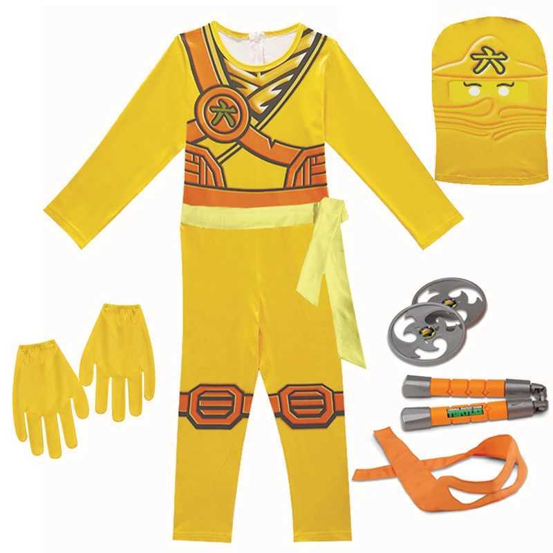High Quality Anime Clothes Fancy Party Dress Up Halloween Costume for Kids Ninja Superhero Cosplay Jumpsuit Set with Mask W250117