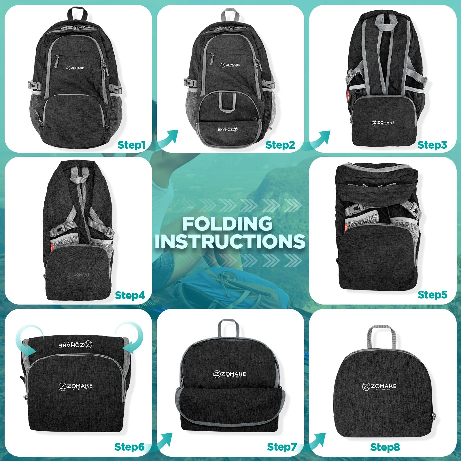 25L Portable Folding Day Pack Foldable Backpack Mountaineering Bag Ultralight Outdoor Cycling Rucksack Travel Knapsack Hiking 250121