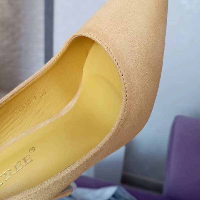 Women 9cm High Heels Yellow Bury Pumps Plus Size 34-43 Stripper Evening Suede Escarpins Lady Wedding Bridal Scarpins Shoes