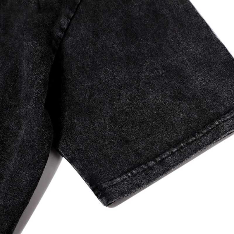 Hip Hop Summer Men Black Washed T-Shirt Streetwear Blurry Shadow Graphic T Shirt Cotton Letter Print Tshirt Top Y2k Tees Hipster W250117