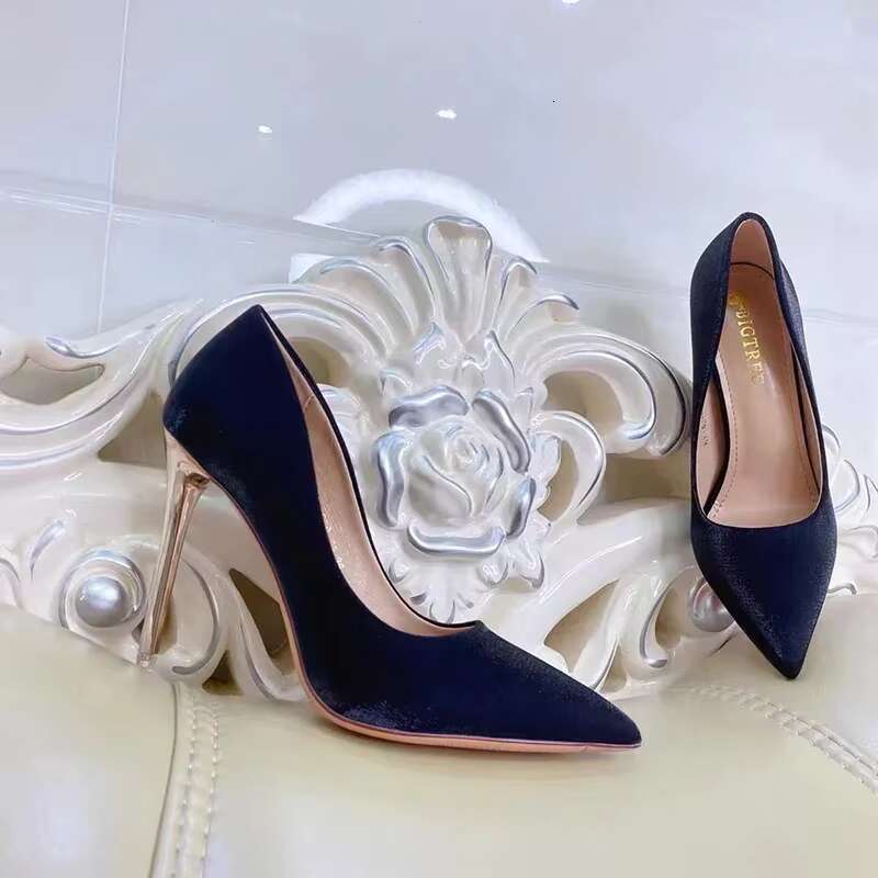 Women 10.5cm High Silk Pumps Wedding Bridal Stiletto Wine Red Blue Heels Lady Scarpins Office Party Stripper Satin Shoes