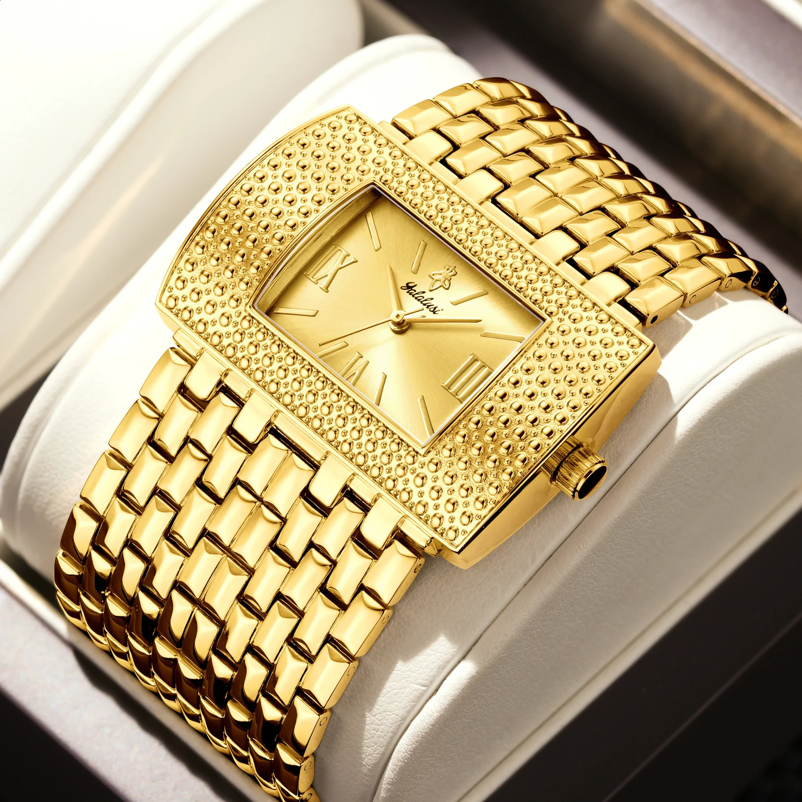 YaLaLuSi Womens Quartz Watch Sculpted Gold Color Elegant Gorgeous Style With Box Watch Remover 2024 Ion Plating 250121