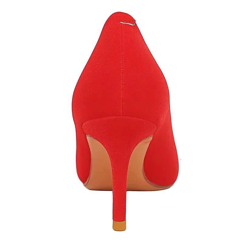 New Women 7cm 10cm High Pointed Toe Nightclub Pumps Lady Daily Office Middle Low Heels Concise Red Green Barefoot Shoes