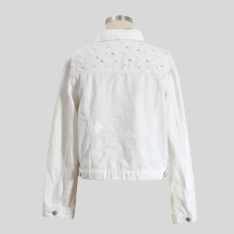 New best-selling denim jacket women's European station fat MM large size women's beaded diamond coat female student light blue jacket loose