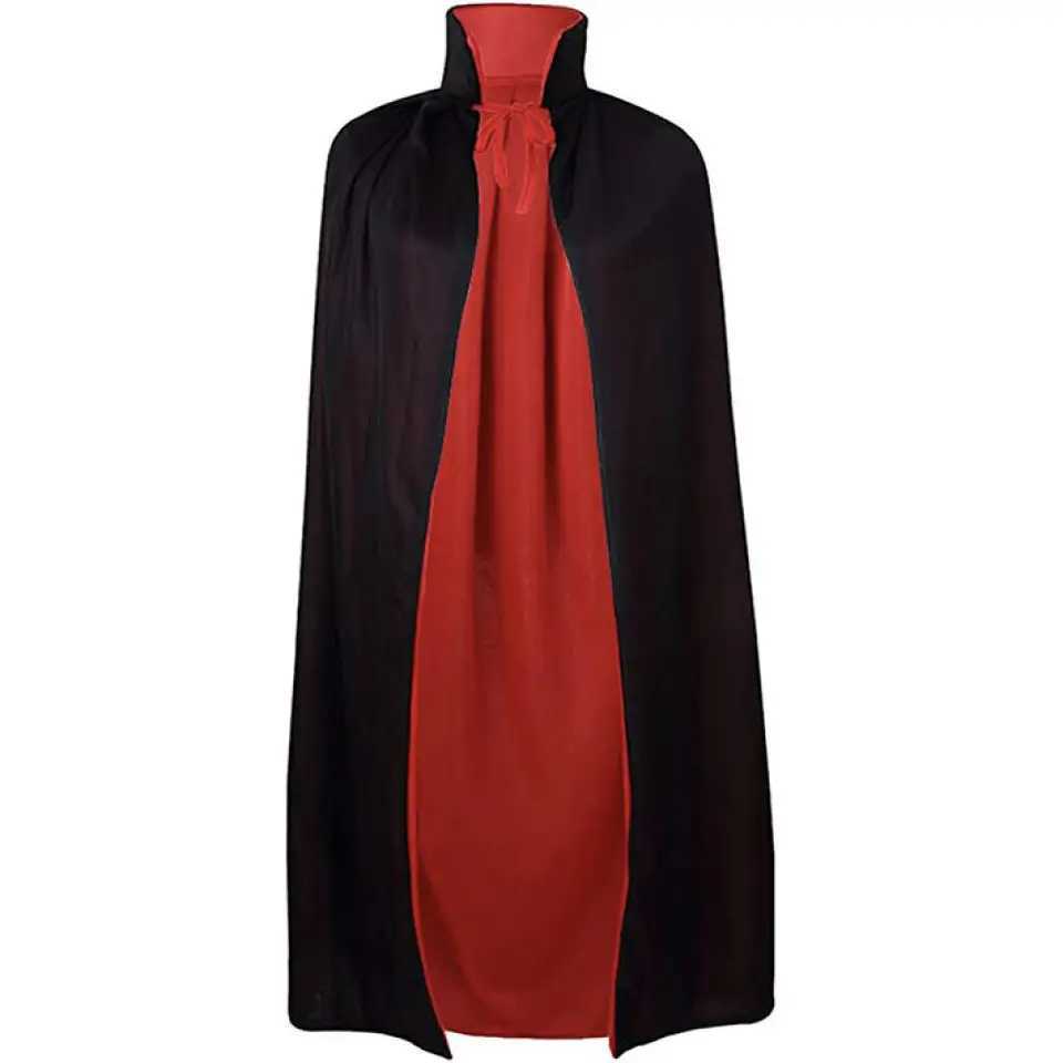 Halloween Adult Child Hooded Cloak Medieval Costume Black Red Reversible Vampire Witch Wicca Cosplay Costume Stand Collar Cloak W250117