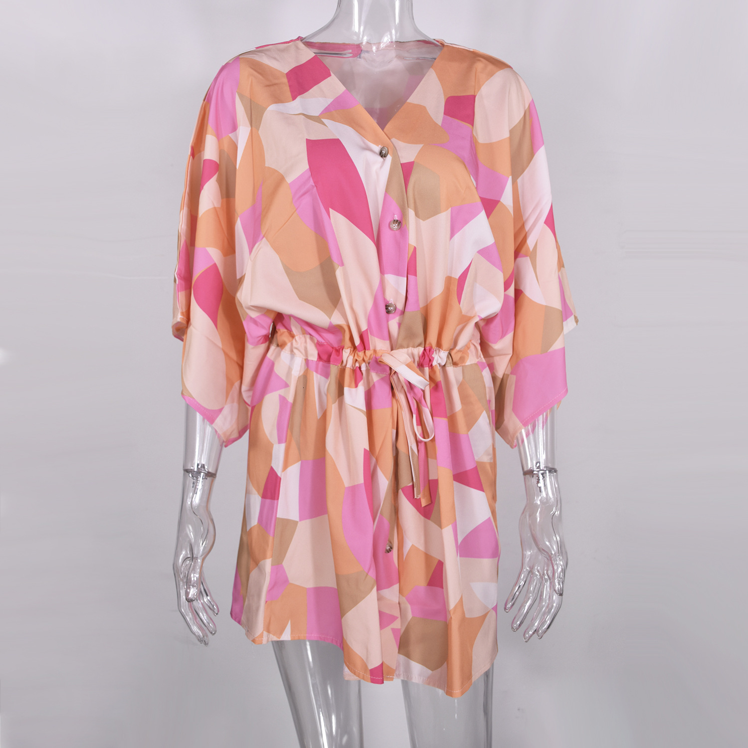 2025 New Summer Women's Designer Flying Sleeve Sexy V-neck Strap Printed Beach Skirt