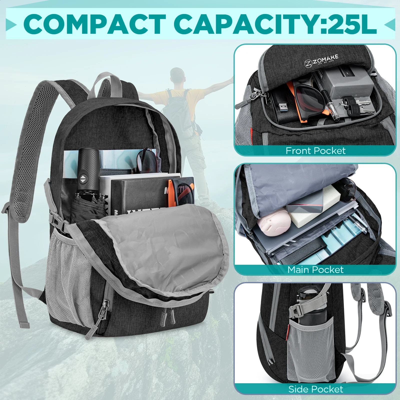 25L Portable Folding Day Pack Foldable Backpack Mountaineering Bag Ultralight Outdoor Cycling Rucksack Travel Knapsack Hiking 250121