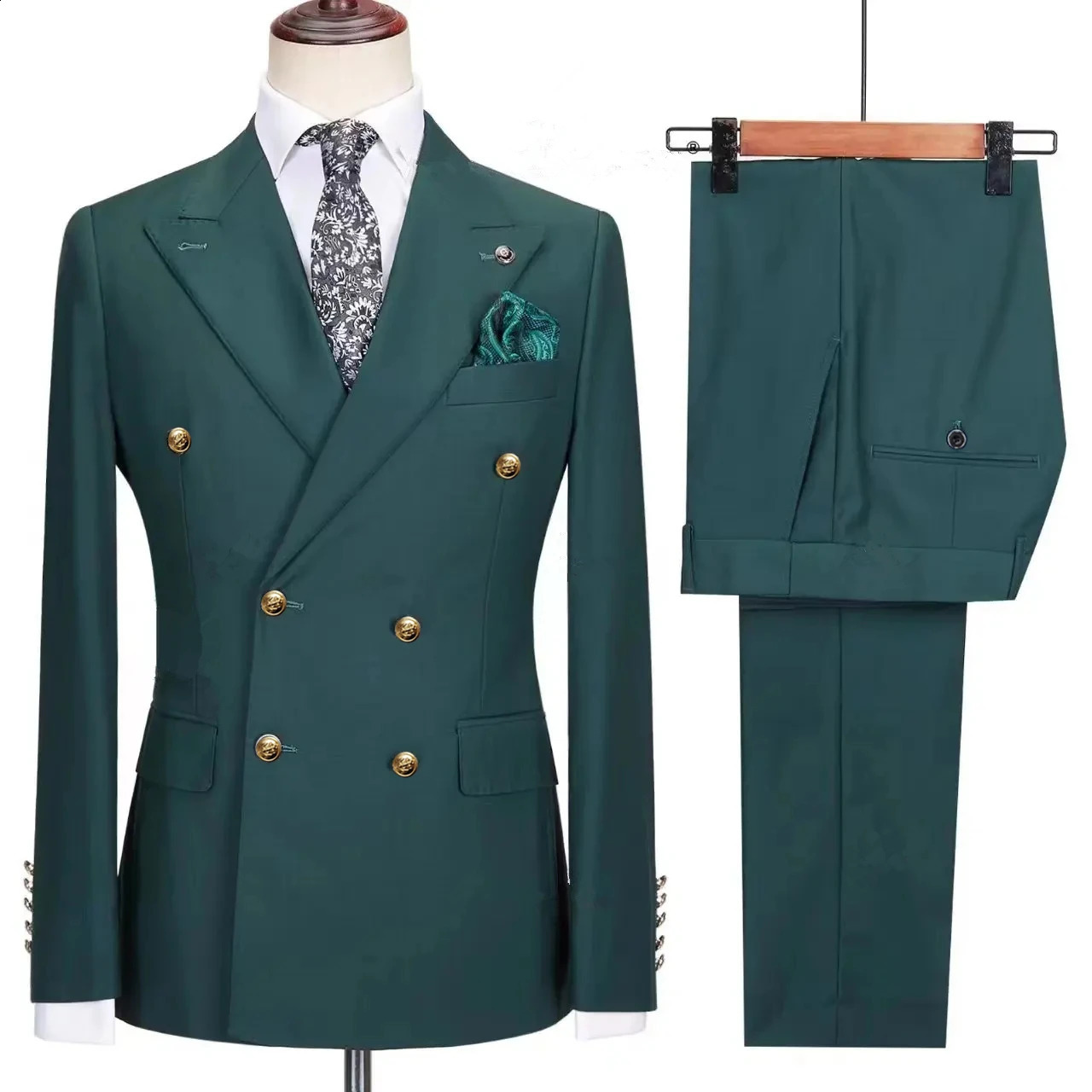 2023 Fashion Mens Leisure Boutique Business Banquet Solid Color Wedding Double Breasted Slim Fit Suit Blazers Jacket Pants 250121