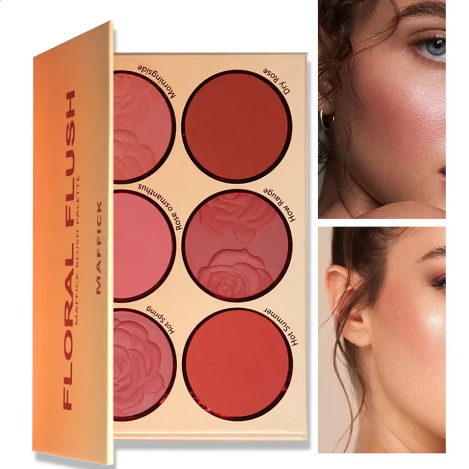 6 Colors Powder blush Orange Warm Autumn and Winter Rose petals Blush plate Blusher Powder Makeup Professional Makeup 250121
