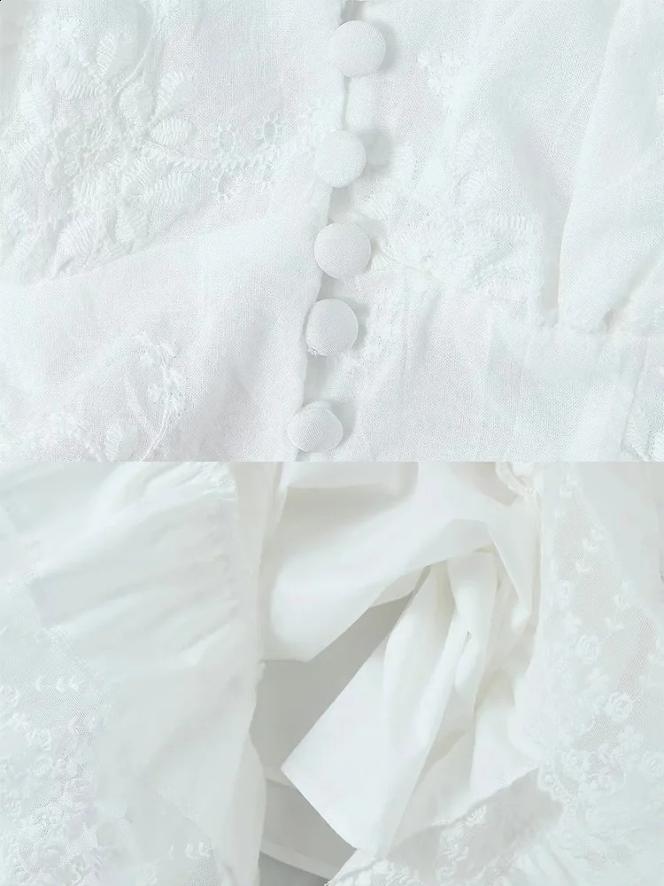 Foridol Flower Embroidery White Dress Set Women Summer Cotton Skirt Matching Set 2 Pcs Outfits Lace Decor Holiday Beach Dress 250113