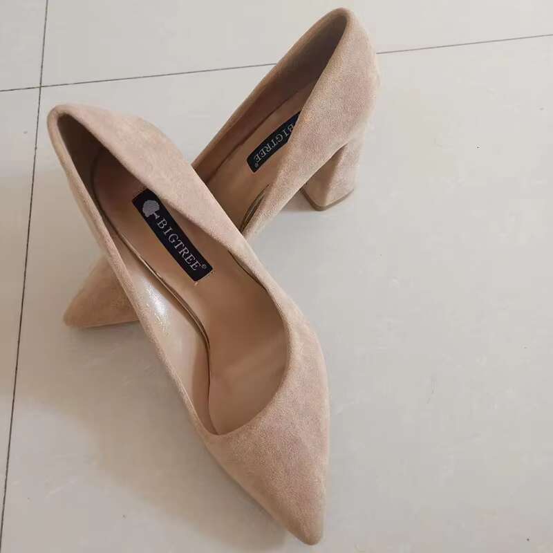Women 8.5cm High Elegant Pumps Lady Wedding Blo Heels Scarpins Suede Red Brown Nightclub Event Party Office Shoes