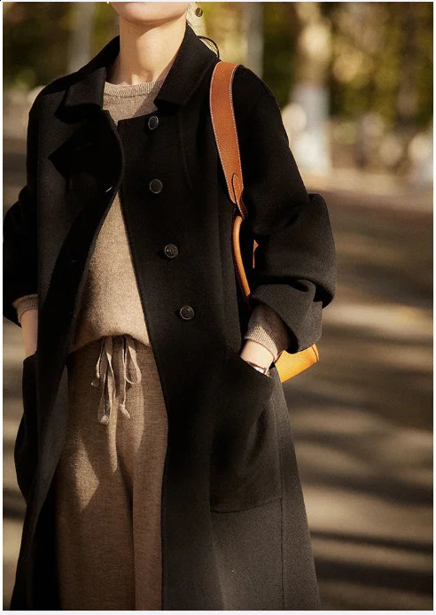 Big Size Stylish MediumLength Woolen Jacket For Women 2025 Autumn Winter Korean Version LooseFit Fashion Overcoat 250110