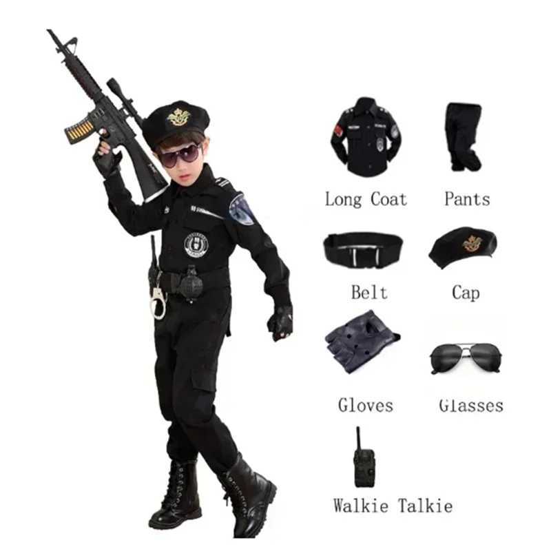 Childrens Traffic Police Cosplay Costumes Policeman Uniform Folded Skirt For Girls W250117
