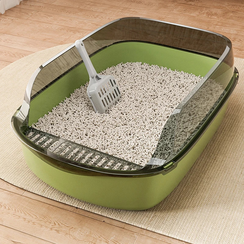 Cat Litter Box Thickening Cat Sandbox High Side Semi-enclosed Splashproof Cats Tray Toilet Cleaning Basin Supplies with Scoop 250120