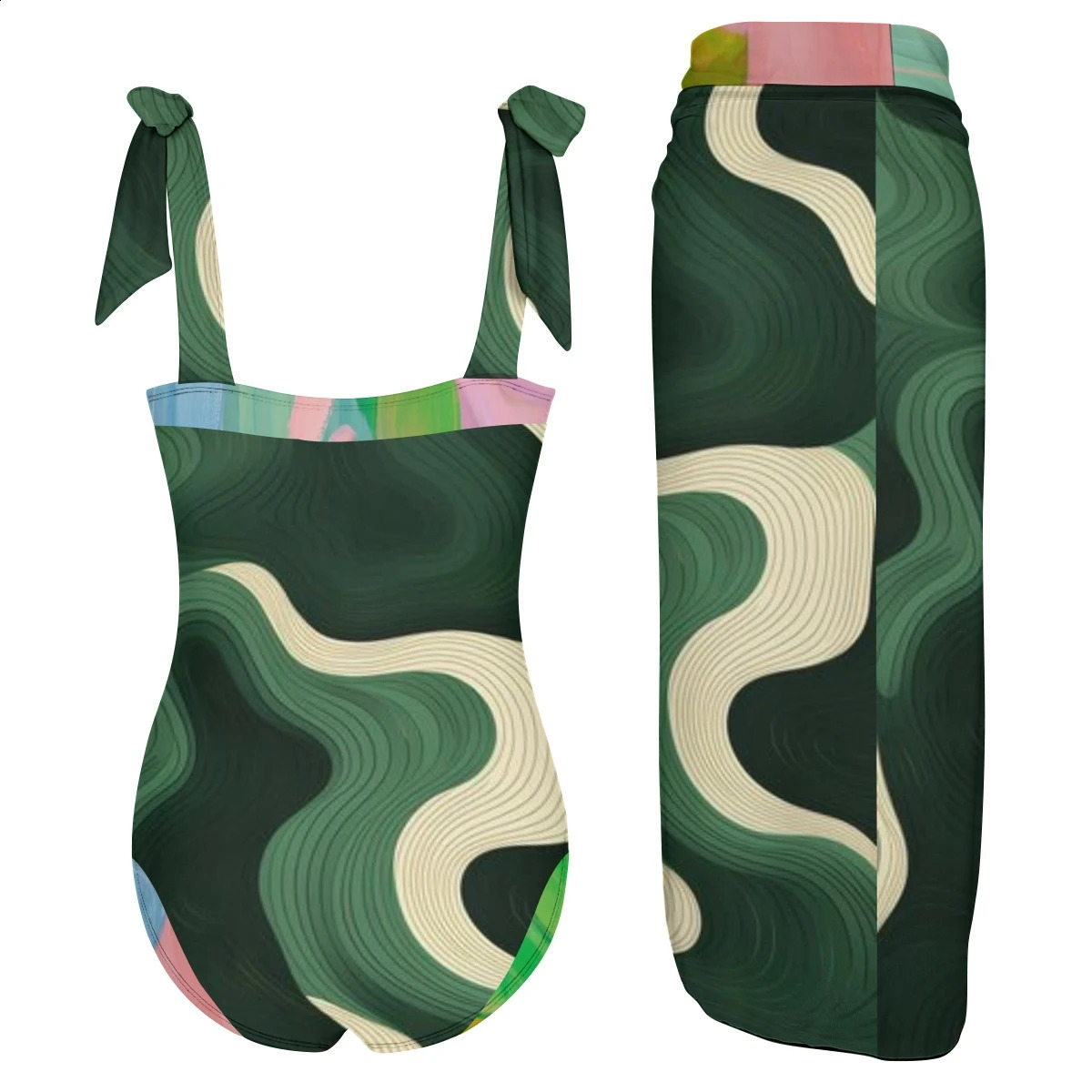Sling Belt One Piece Swimsuit and Skirt Swimwear Beachwear Bathing Suit Sexy Bikini Sets Coverup Women Beach Outfits Clothes 250109
