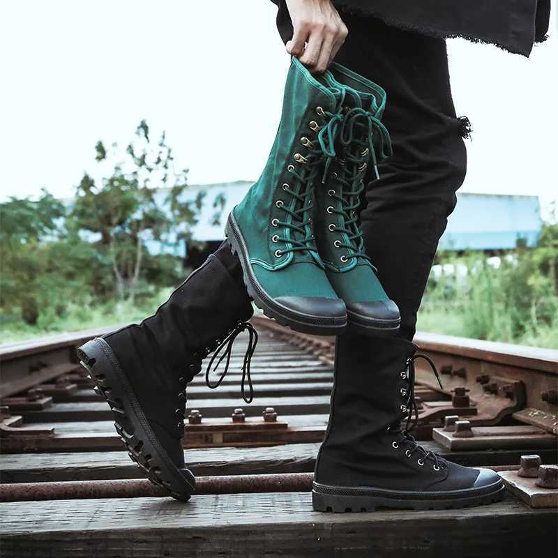 Men Boots Outdoor Fashion Canvas High Top Shoes Mens Casual Shoes Ankle Boots Black High Top Boots Mens Shoes M250121