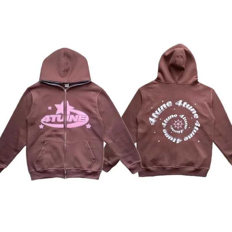 Star Letter Print Mens Hoodie Retro Zipper Long Sleeve Loose Jacket Coats Harajuku Casual Gothic Hoodie Sweatshirt Y2K Street Clothing W250117