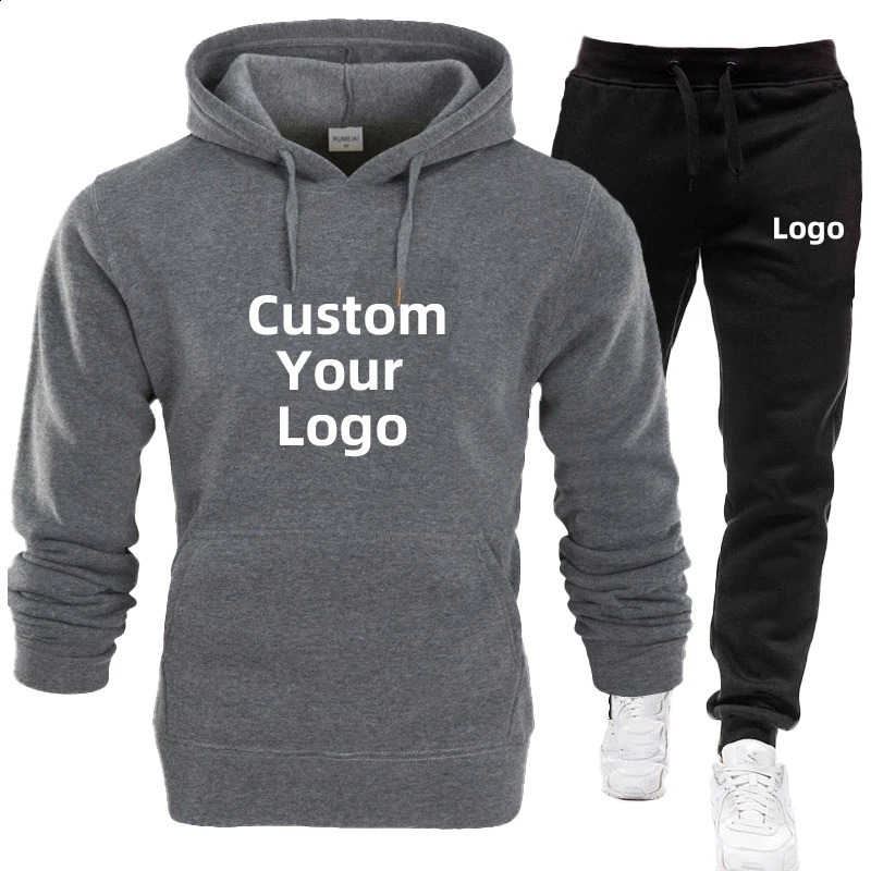 Fashion Mens diy Printed Tracksuits 2 Pieces Sweatshirts and Trousers Set Males Fitness Outfits Customize your 250117